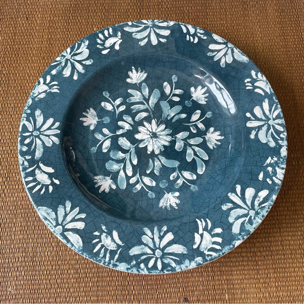 Shabby Chic blue floral melamine salad plates set of 4 nwt